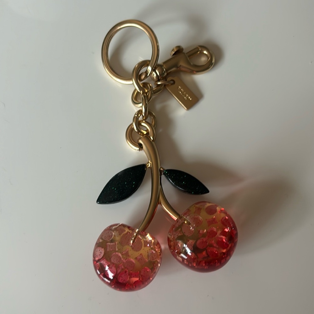 Coach signature cherry bag charm/keychain